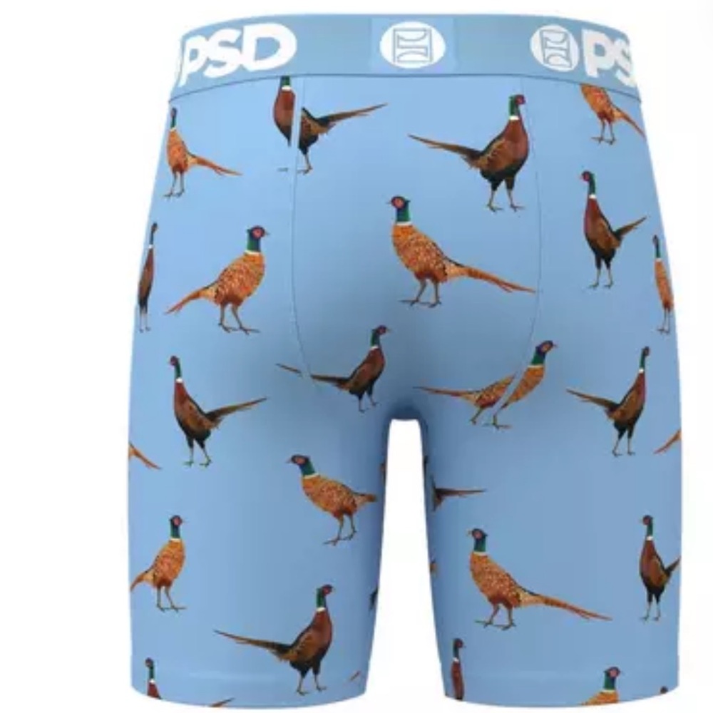 NEW PSD Men's Pheasants Underwear Light Blue Boxer Briefs with Bird Design Sz S - Picture 3 of 4